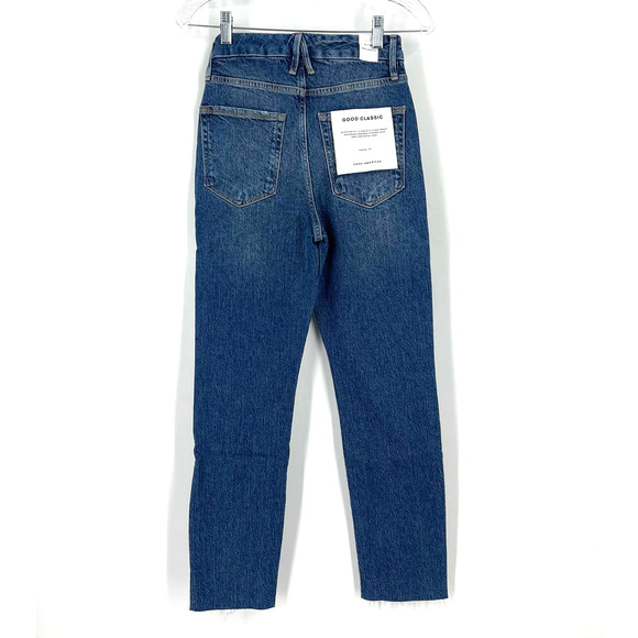 Good American Good Classic Raw Hem Jeans Blue 940 Women's Size 2/26 NWT - Picture 3 of 8